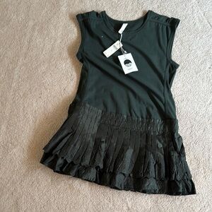 Black Sleeveless Dress with Pleated Skirt